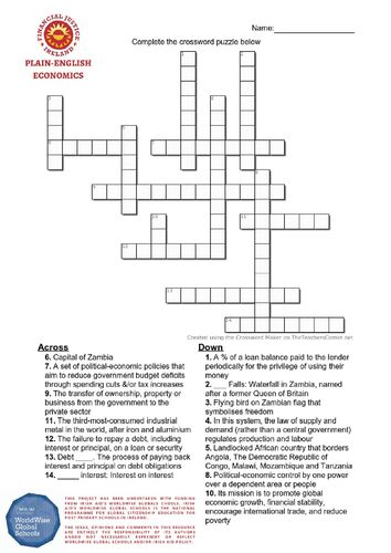 Zambia crossword