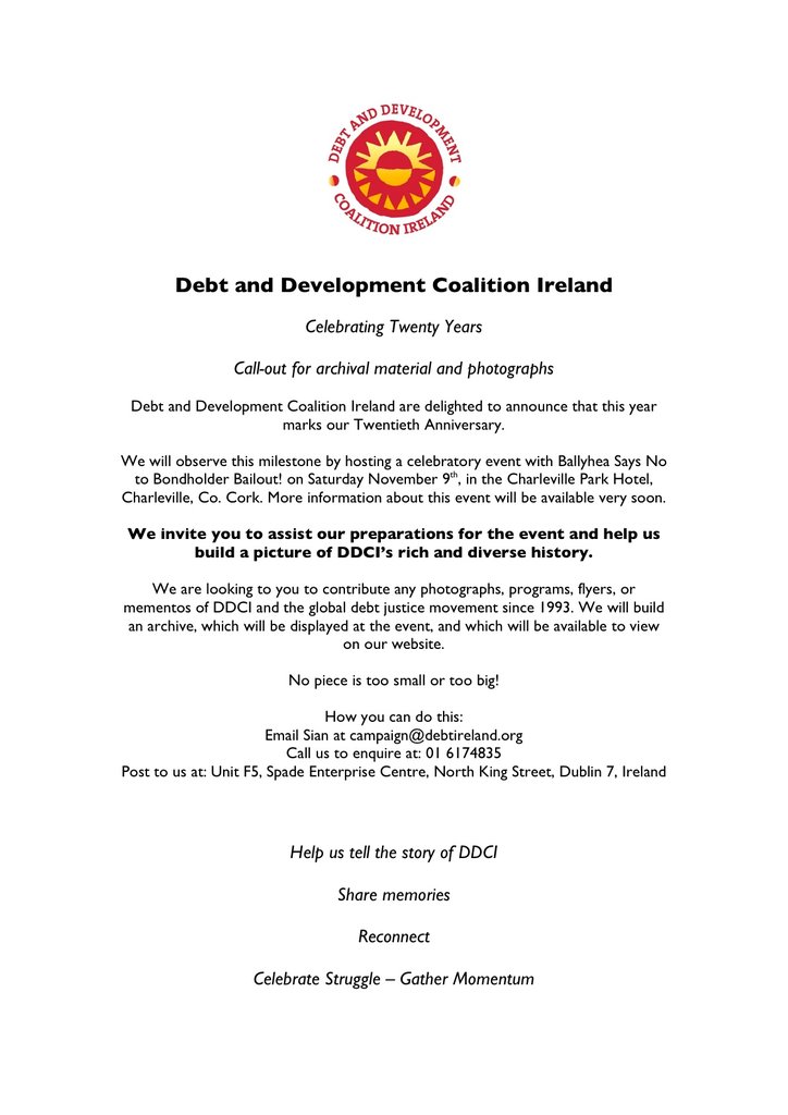 Callout for DDCI Archive 2013